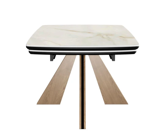 Стол DikLine DKP180 Керамика Ostra Bianco (мрамор глянец белый)/подстолье черное/опоры галифакс (2 уп.)