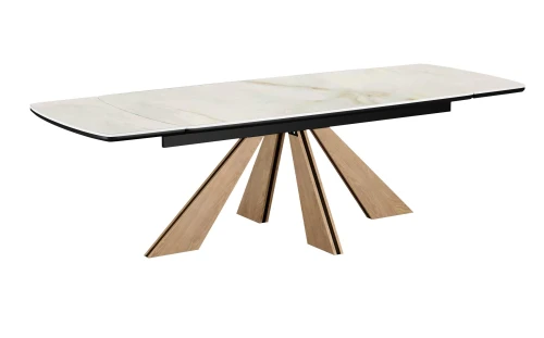 Стол DikLine DKP180 Керамика Ostra Bianco (мрамор глянец белый)/подстолье черное/опоры галифакс (2 уп.)