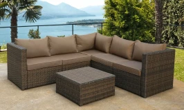 Лаунж зона искусственный ротанг на металлическом каркасе АБИОН «ABION»  -  Dark Brown