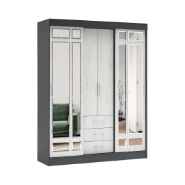 Шкаф-купе Маэстро, Графит, Дуб Крафт Белый