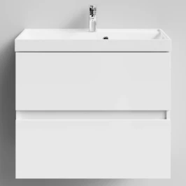 Тумба Бест 70  подвесной, белый глянец Vodok с раковиной в комплекте