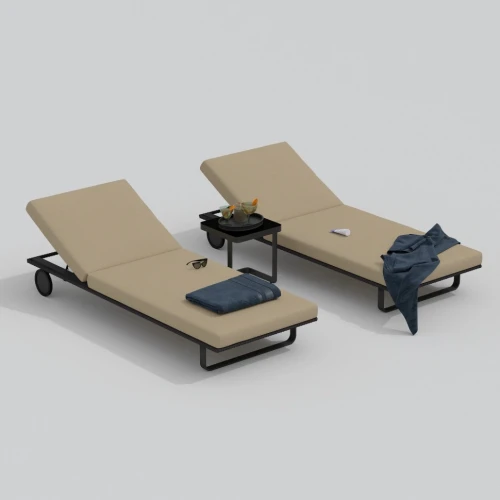 Шезлонг COSTA на колесах бежевый - каркас карбон