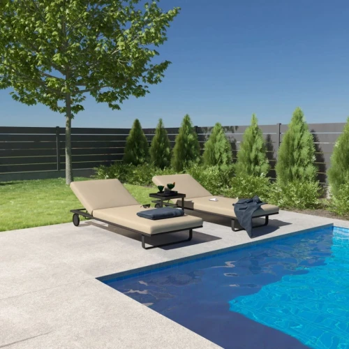 Шезлонг COSTA на колесах бежевый - каркас карбон