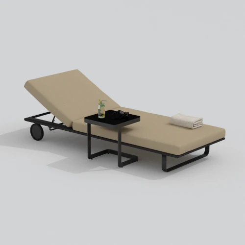Шезлонг COSTA на колесах бежевый - каркас карбон