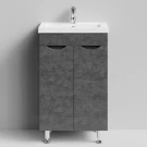 Тумба Смайл 50 напольный, Серый камень ПВХ 57806 Vodok с раковиной в комплекте
