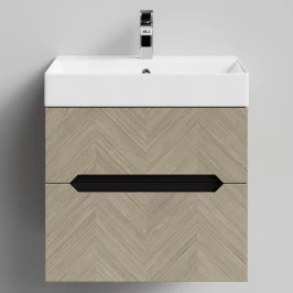 Тумба Элато 60 подвесной, Дуб цвет 22 Vodok с раковиной в комплекте