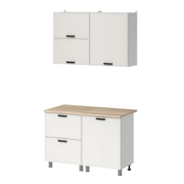 МК Аленушка 1,2м с ящ.в 2 Магнолия Молочный,скоба черный,сонома