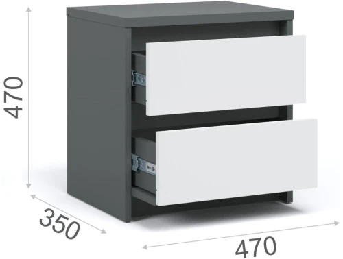Тумба «Мишель» 2ящ, Антрацит/Белый жемчуг