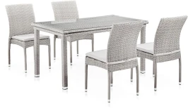 Комплект плетеной мебели T256С/Y380C-W85 Latte 140х80 (4+1) + подушки в комплекте