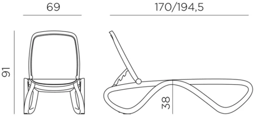 Шезлонг Nardi Omega без подлокотников, бело-коричневый