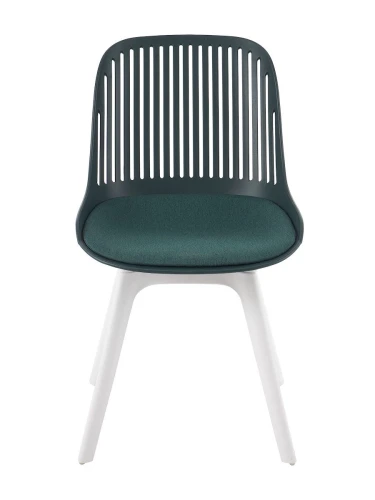 DC270 Стул пластиковый, ТЕМНО-ЗЕЛЕНЫЙ c подушкой, ноги белые