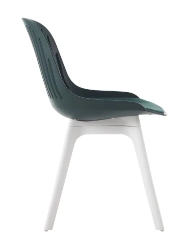 DC270 Стул пластиковый, ТЕМНО-ЗЕЛЕНЫЙ c подушкой, ноги белые