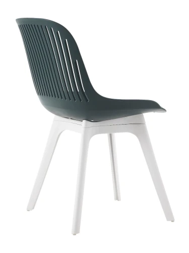 DC270 Стул пластиковый, ТЕМНО-ЗЕЛЕНЫЙ c подушкой, ноги белые