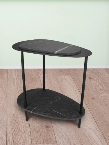 Стол журнальный МеталлАрт М036 черный мрамор/черный