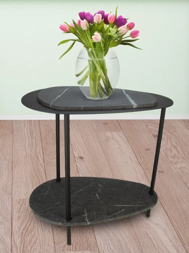Стол журнальный МеталлАрт М036 черный мрамор/черный