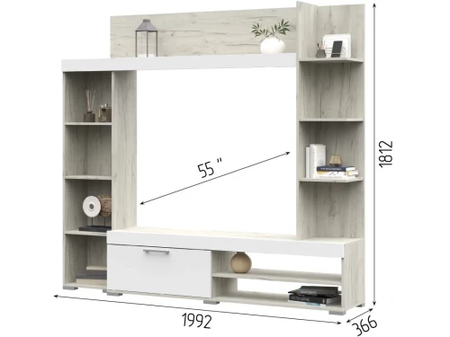 Стенка «Васанта», Софт вайт/Дуб крафт белый