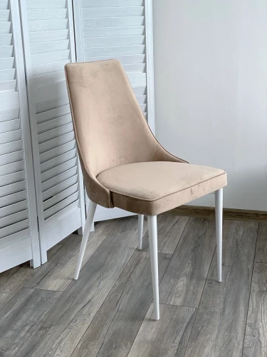 Стул NEPAL-P БЕЖЕВЫЙ #5, велюр/ белый каркас М-City