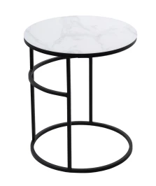 Журнальный столик Френсис Белый мрамор, стекло/ черный M-city