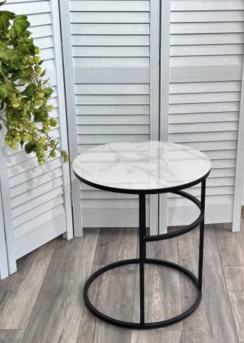 Журнальный столик Френсис Белый мрамор, стекло/ черный M-city