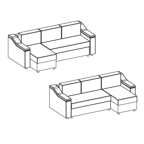 МЯГКАЯ МЕБЕЛЬ, Диван угловой FELLINI. Цвет NEBBY 025