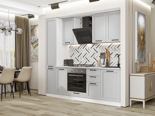 Кухонный гарнитур Нео-02 Grey Silk Белый