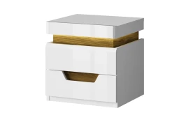 Тумба прикроватная 2S, TORINO, цвет белый/Дуб наварра