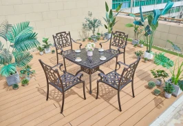 Комплект мебели из литого алюминия стол квадратный АДОНИС «ADONIS» 90х90 + 4 кресла МИРАНДА «MIRANDA»