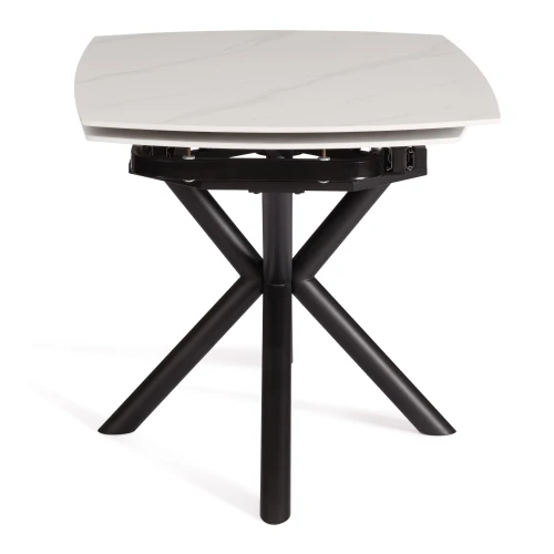 Стол обеденный Winston/Винстон столешница керамика (глянцевая) / опоры металл, белый/черный, (120+30+30)x80x75(+1) см