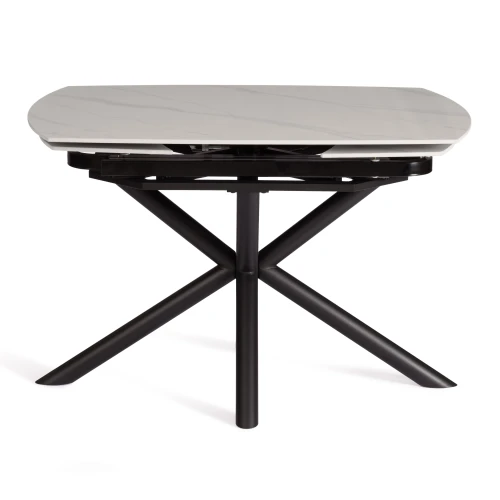 Стол обеденный Winston/Винстон столешница керамика (глянцевая) / опоры металл, белый/черный, (120+30+30)x80x75(+1) см