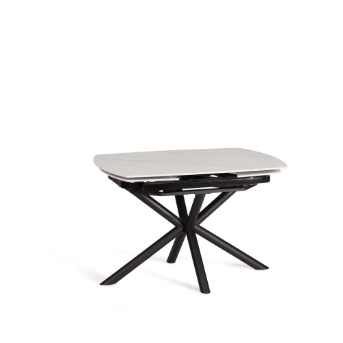 Стол обеденный Winston/Винстон столешница керамика (глянцевая) / опоры металл, белый/черный, (120+30+30)x80x75(+1) см