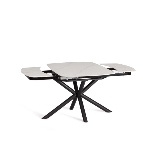 Стол обеденный Winston/Винстон столешница керамика (глянцевая) / опоры металл, белый/черный, (120+30+30)x80x75(+1) см