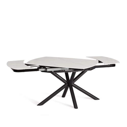 Стол обеденный Winston/Винстон столешница керамика (глянцевая) / опоры металл, белый/черный, (120+30+30)x80x75(+1) см