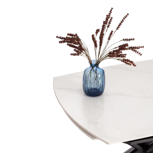 Стол обеденный Winston/Винстон столешница керамика (глянцевая) / опоры металл, белый/черный, (120+30+30)x80x75(+1) см