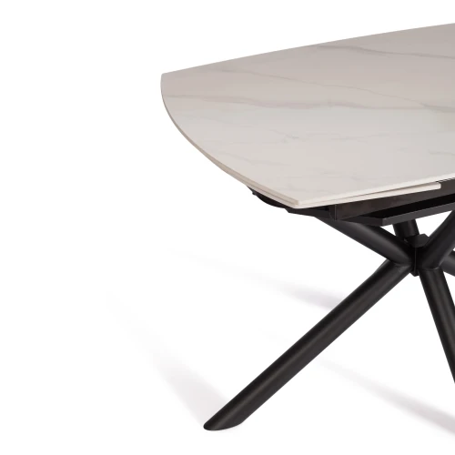 Стол обеденный Winston/Винстон столешница керамика (глянцевая) / опоры металл, белый/черный, (120+30+30)x80x75(+1) см