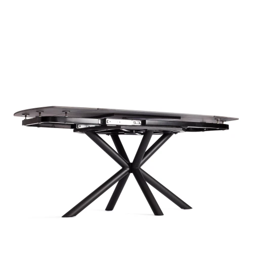 Стол обеденный Winston/Винстон столешница керамика (глянцевая) / опоры металл, белый/черный, (120+30+30)x80x75(+1) см