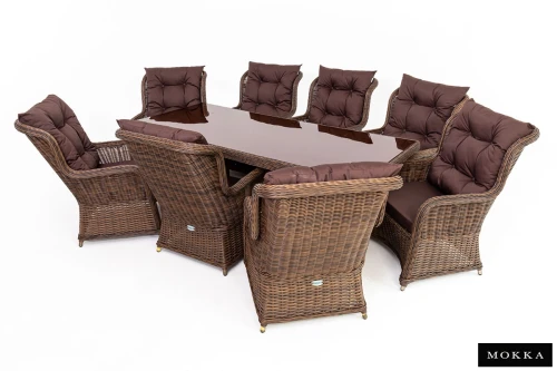 Комплект плетеной мебели МОККА SAN MARINO (стол обеденный, 8 кресел), Бронзовый