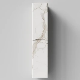 Пенал Адель 30 (2 двери) подвесной, Мрамор Белый натур милк ПВХ 2537, левый, бельевая корзина