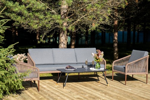 "Канны" лаунж-зона 5-местная плетеная из роупа (веревки), роуп коричневый