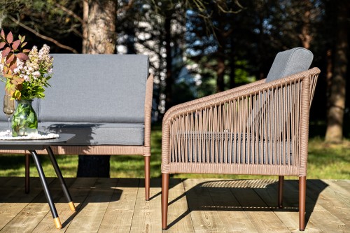 "Канны" лаунж-зона 5-местная плетеная из роупа (веревки), роуп коричневый