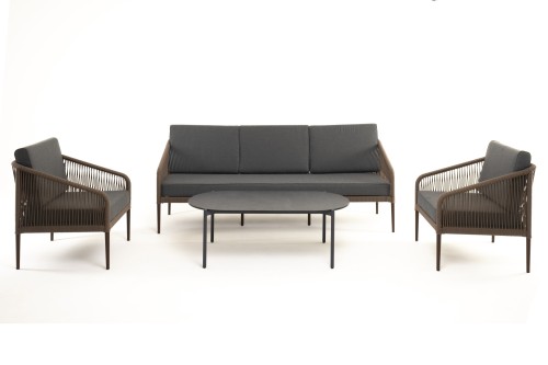 "Канны" лаунж-зона 5-местная плетеная из роупа (веревки), роуп коричневый