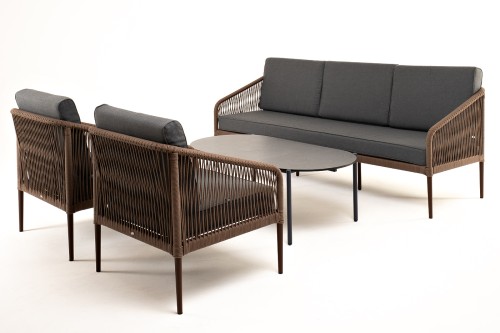 "Канны" лаунж-зона 5-местная плетеная из роупа (веревки), роуп коричневый