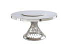 Стол обеденный Мелоди DT-018L, 140х140х75 см, белый мрамор/серебро Стол обеденный Мелоди DT-018L, 140х140х75 см, белый мрамор/серебро