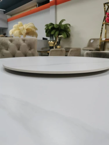 Стол обеденный Мелоди DT-018L, 140х140х75 см, белый мрамор/серебро