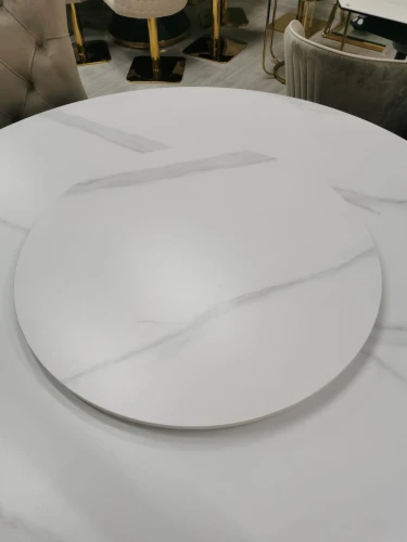 Стол обеденный Мелоди DT-018L, 140х140х75 см, белый мрамор/серебро