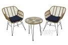 Набор мебели Адриан Мини  арт.GS008 бежевый, синий (2 стула+стол Ø52см, каркас черный, ротанг беж.) "Garden story"
