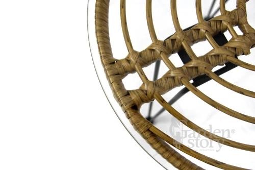 Набор мебели Адриан Мини  арт.GS008 бежевый, синий (2 стула+стол Ø52см, каркас черный, ротанг беж.) "Garden story"