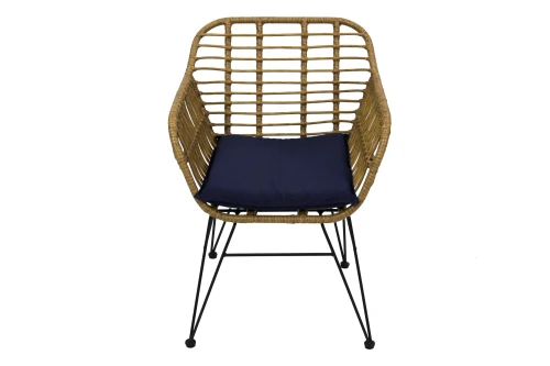 Набор мебели Адриан Мини  арт.GS008 бежевый, синий (2 стула+стол Ø52см, каркас черный, ротанг беж.) "Garden story"