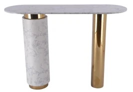 Стол-консоль Прима MC3043-120WH,120х40х85 см, белый мрамор/золото