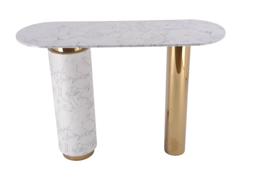Стол-консоль Прима MC3043-120WH,120х40х85 см, белый мрамор/золото