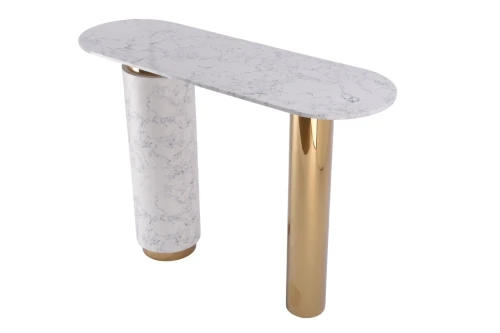 Стол-консоль Прима MC3043-120WH,120х40х85 см, белый мрамор/золото